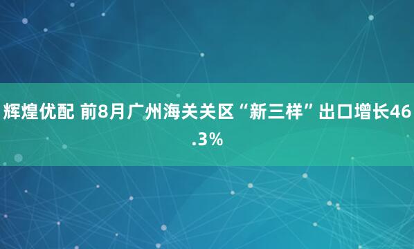 辉煌优配 前8月广州海关关区“新三样”出口增长46.3%